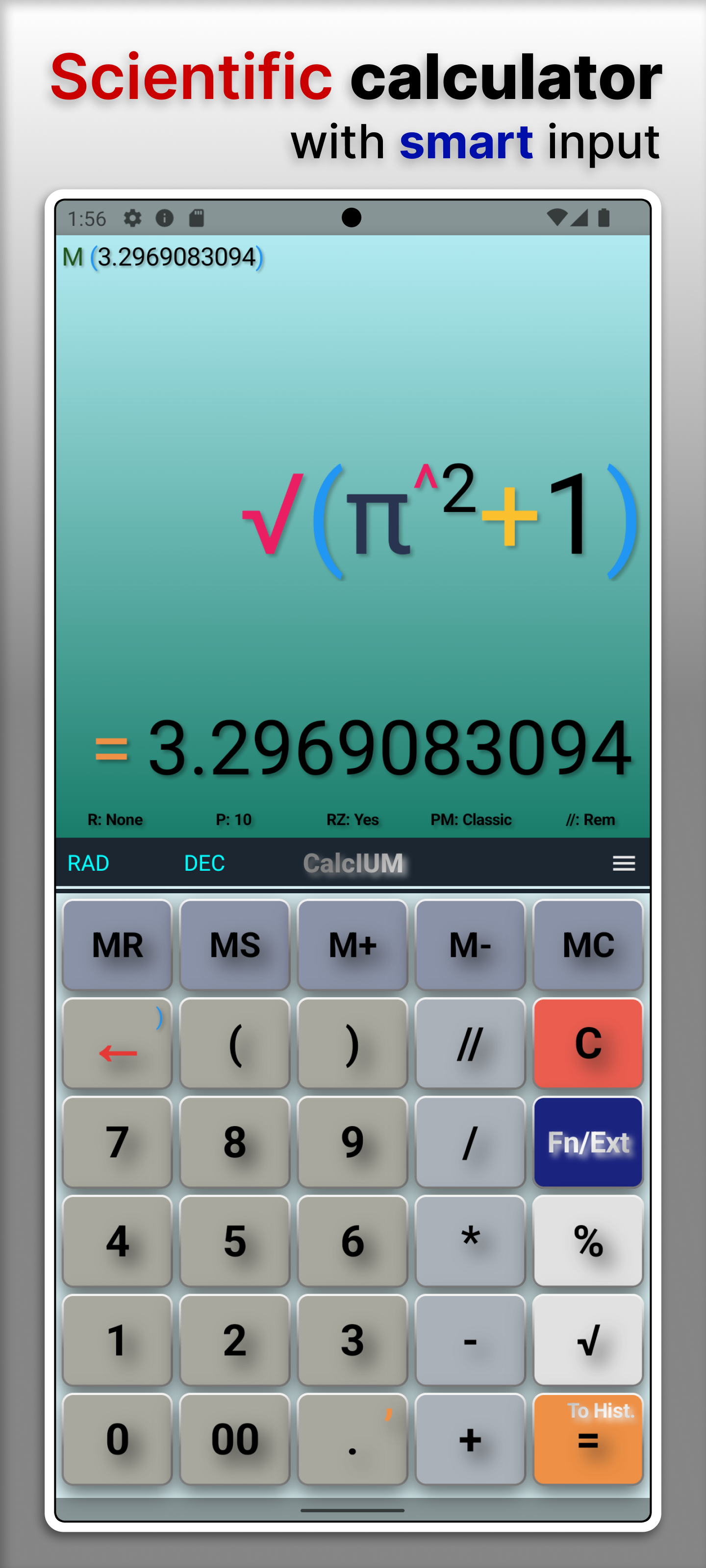 Numeric calculator keypad in CalcIUM