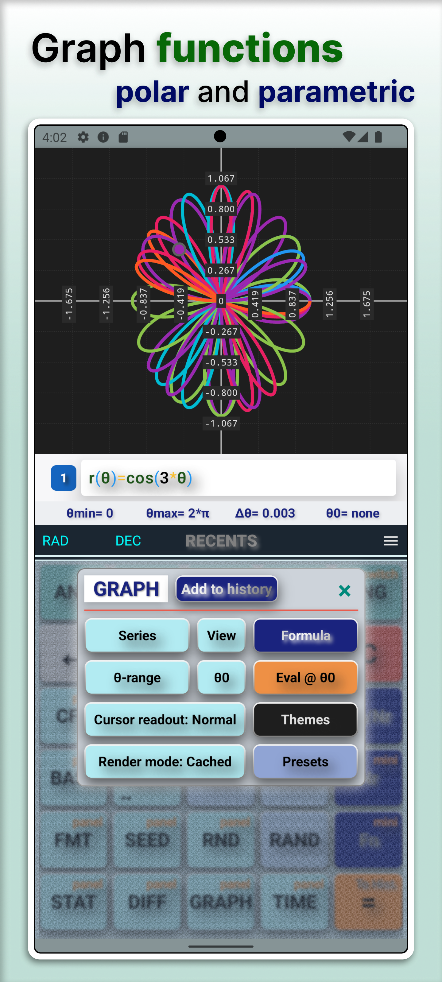 Graphing screen in CalcIUM