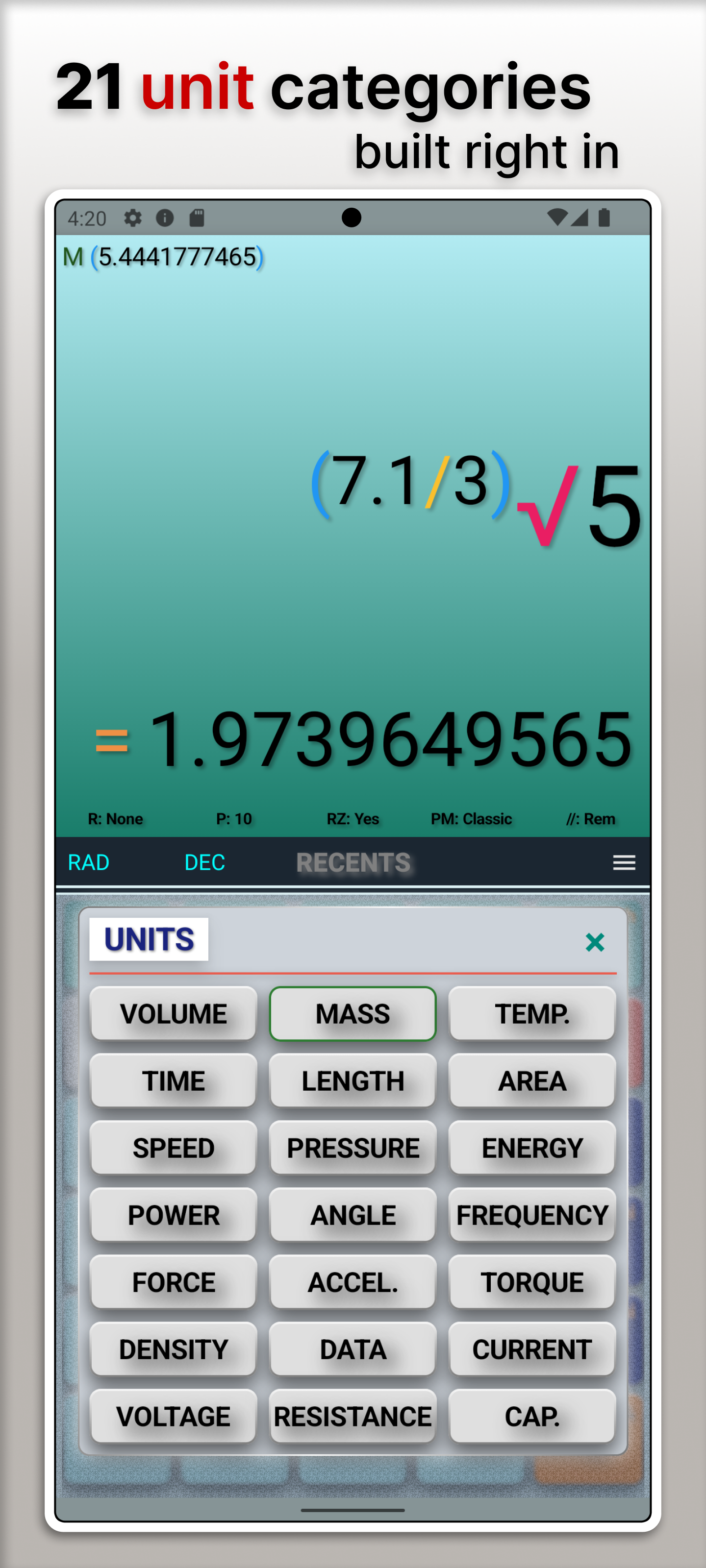 Unit converter in CalcIUM