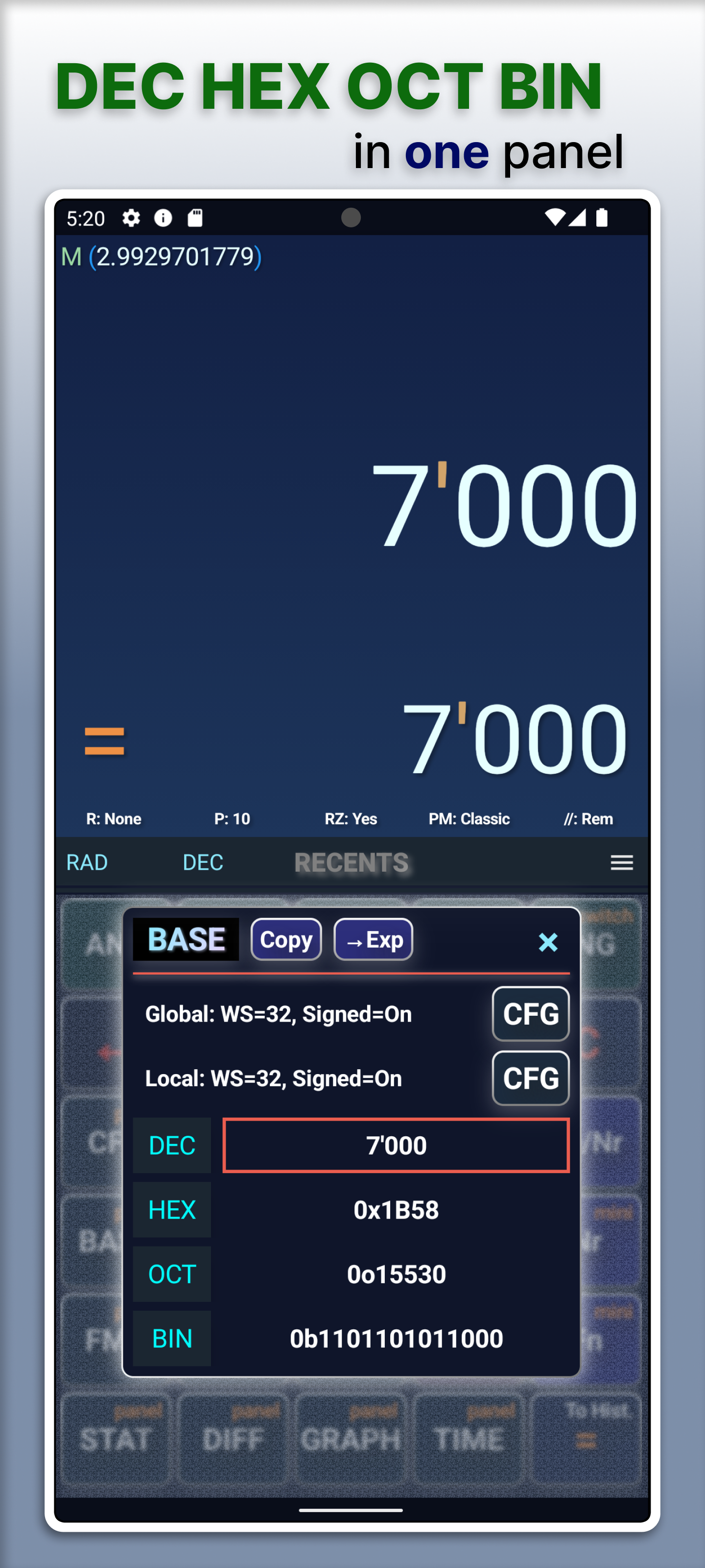 Programmer base conversion mode in CalcIUM